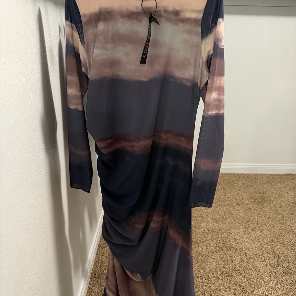 Chic Long Sleeve Tie-Dye Dress